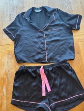 Black and pink silky pyjamas (size 12/14)
