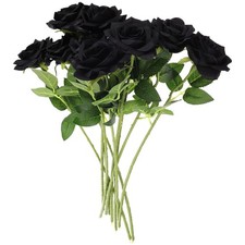 10 Pcs Simulated Rose Black Fake Flowers Artificial That Look Real