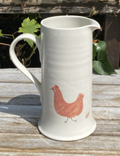 FENELLA SMITH TALL JUG CHICKEN & HATCHING CHICKS MADE IN ENGLAND 800 ML
