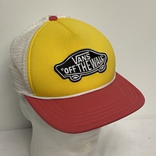 VANS Off The Wall Trucker Mesh Cap Yellow Pink 