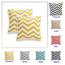 Chevron Cushion Covers 100% Cotton Zigzag Style Home Sofa Decor Zip Covers 18x18