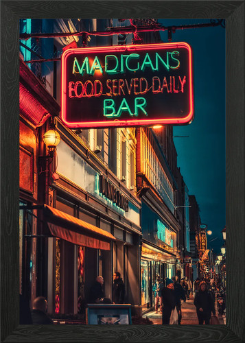 Vintage pub neon lights - lights, framed
