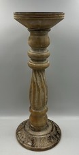 Vintage Wooden Pillar Candle Holder Stand H 37cm