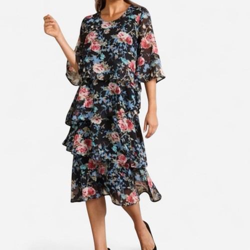 Bnwt damart floral tiered midi - bnwt,