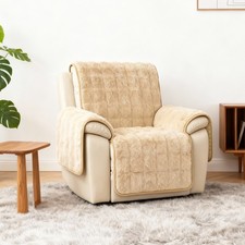 Thick Rabbit Plush Recliner Chair Cover Cozy Faux Fur Slipcover Single Sofa Seat