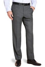 Mens Trousers Grey Flat Front