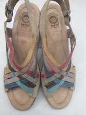 Earth Spirit Sandal shoes Women UK8 41EU Multi colour Wedge leather Summer Open