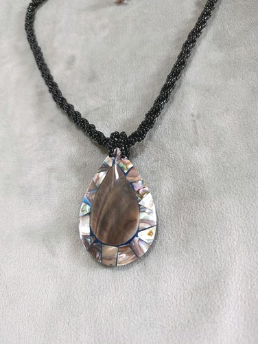 Abalone shell teardrop pendant - abalone,
