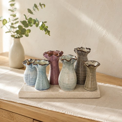 Ceramic bud vase arrangement - bud, 6