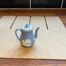 Wedgwood Blue Jasperware Miniature Coffee Pot - (6.5cm Tall x 7cm Día approx)