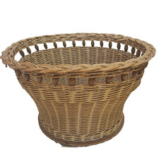 Vintage Rattan Plant Pot Planter Basket Woven Beaded Indoor Boho Tiki c1950s 60s