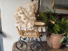 Vintage Wicker Doll Pram with