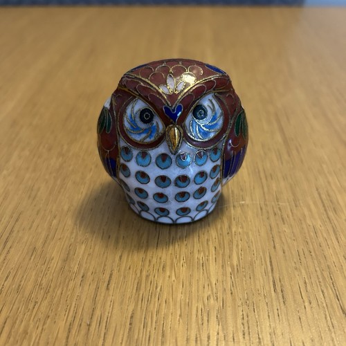 Cloisonne owl figure ornament - cloisonne,
