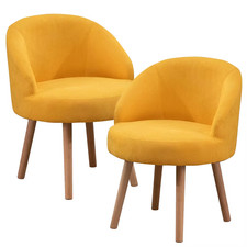Set of 2 Stylish Accent Tub Chairs for Living Room & Bedroom with Wood Legs