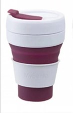 Collapsible Coffee Cup Pop Up Travel Mug & Lid 12oz 355ml BPA free Berry MyBento