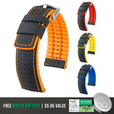 HIRSCH Robby Calf Leather Watch Strap - Performance Caoutchouc-QR+Bonus Battery