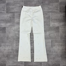 Y2K White Star Embroidered Flares EXE 2000s Indie Style