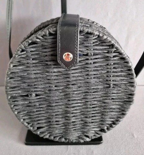 Black straw crossbody - straw, women