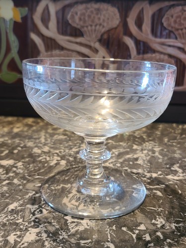 Etched glass shallow trifle - glass,
