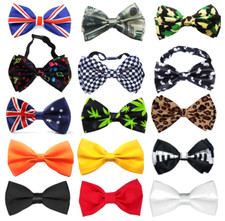 Satin Bow Clip On Tie Wedding Mens Great For Fancy Dress Unisex Funky 26 Designs