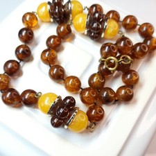 Vintage Chunky Orange Bead Necklace Art Deco Style Plastic Jewellery