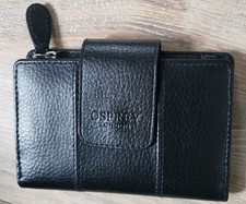 Osprey London Leather Wallet Purse Black Coin and Card Holder Mens Gift NWOT