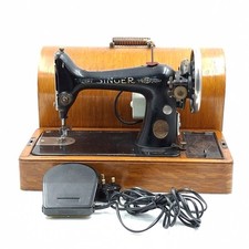 1927 Singer 15K Electric Conversion Antique Sewing Machine In Teak Case