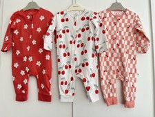 Baby Girls NEXT 3-6 Months Babygrow Sleepsuit Bundle Cherry Flowers GC