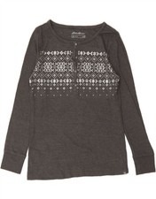 EDDIE BAUER Womens Outdoor Top Long Sleeve UK 12 Medium Grey Fair Isle DB48