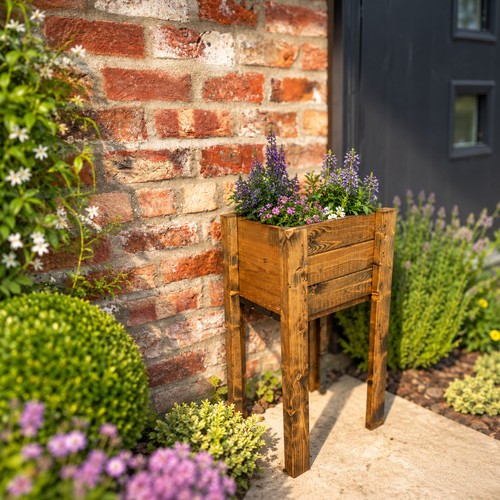 Tall wooden garden planter - wooden, box