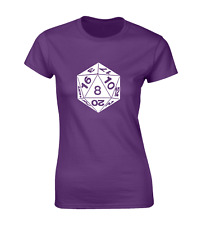 20 SIDED DICE LADIES T SHIRT COOL GAMING PC GAMER ONLINE BOARDGAME GIFT PRESENT