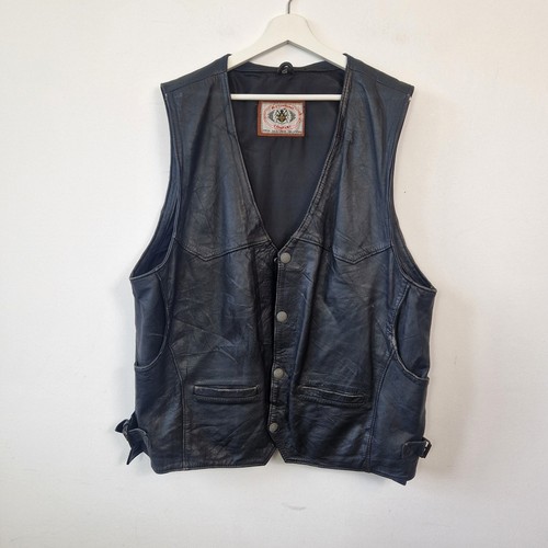 Genuine leather vest black - genuine,