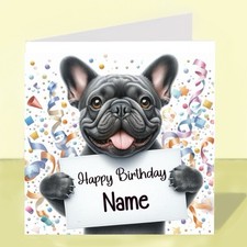 Personalised French Bulldog Dog Birthday Greetings Card