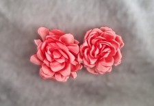 pair watermelon pink satin flower shoe clips