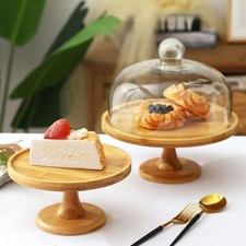 Wood Cake Stand With Lid 12in