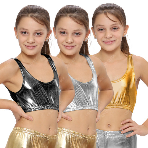 Shiny foil crop top girls - top,