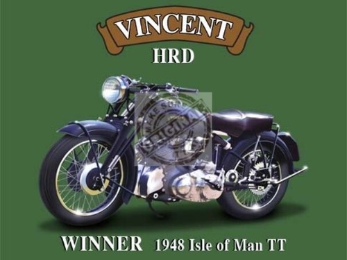 Vincent hrd motorbike enamel - vincent,