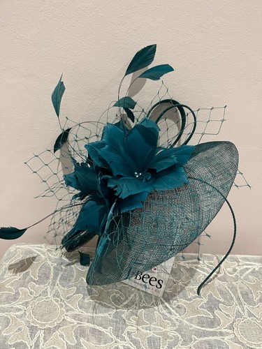 Forest teal fascinator with
