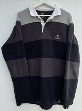 Guinness Fleece Polo Shirt Rugby Striped Grey Long Sleeve Mens XL