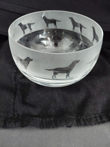 Glass bowl etched - etched, labrador