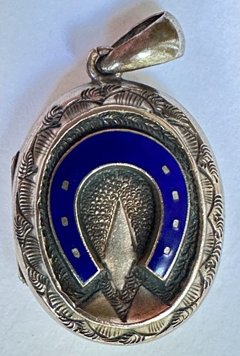 Antique victorian locket blue - antique,