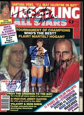 EB3586  HOGAN  FLAIR  MARTEL  signed Vintage Wrestling Magazine w/COA