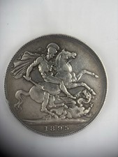 1895 UK Crown Coin – Victoria Old Head – .925 Silver – VF35-Genuine Antique