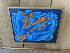 Haitian Folk Art Painting Signed Casimir Canvas