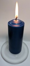 Blue Pillar Candle 12cm 100% Stearin Renewable Sustainable Unscented Slow Clean