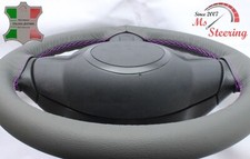FITS DODGE RAM SRT-10 04-06 GREY LEATHER STEERING WHEEL COVER | PURPLE STITCHING