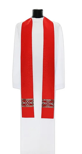 Red damask priest - damask, stole
