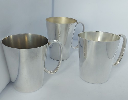 Silver plate pint tankards - silver,