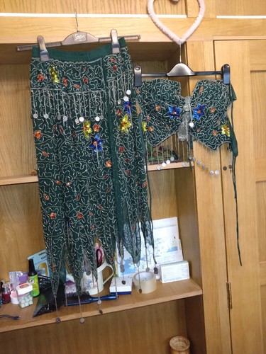 Dark green heavily beaded - heavily,