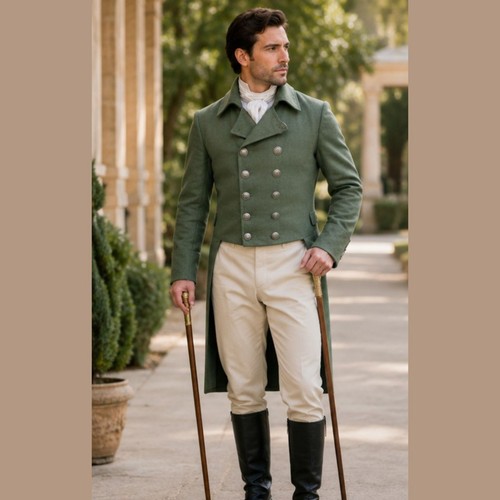 Men green wool victorian - men's,